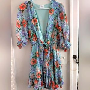 Spring floral blue dress